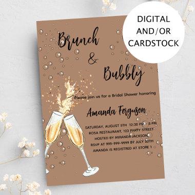 Brunch Bubbly Bridal Shower bubbles dusty earth Invitations