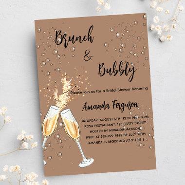 Brunch Bubbly Bridal Shower bubbles latte luxury Invitations