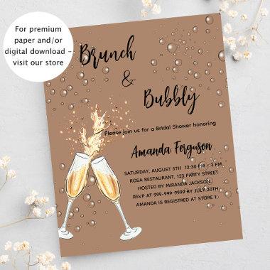 Brunch Bubbly Bridal Shower budget Invitations Flyer