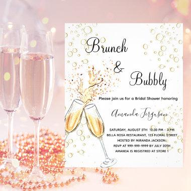 Brunch Bubbly Bridal Shower gold budget Invitations Flyer