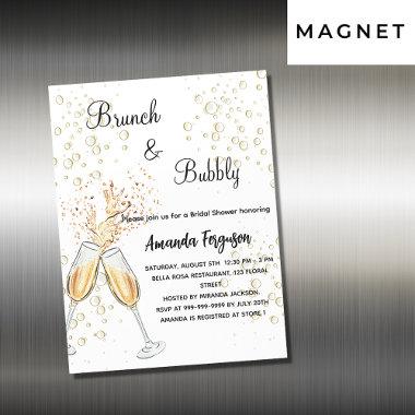 Brunch Bubbly Bridal Shower gold luxury Magnetic Invitations