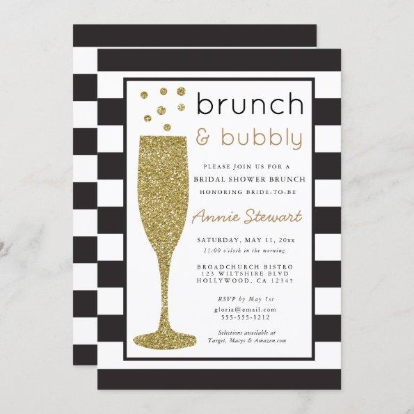 Brunch & Bubbly Bridal Shower Invitations Glitter