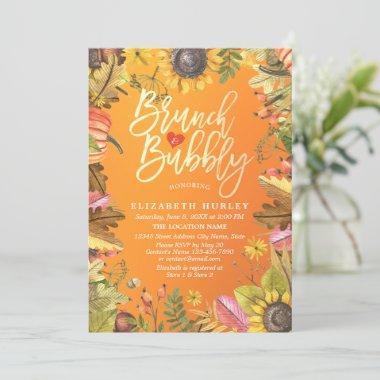 Brunch & Bubbly Bridal Shower Maple Leaves Pumpkin Invitations