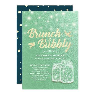 Brunch & Bubbly  Mason Jar Green Gold