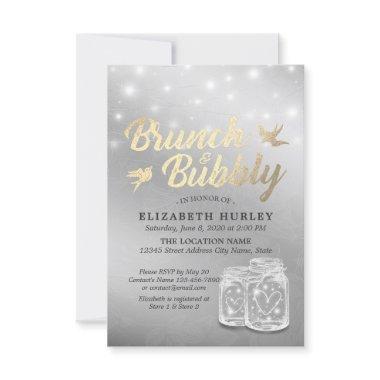 Brunch Bubbly Bridal Shower Mason Jar String Light Invitations