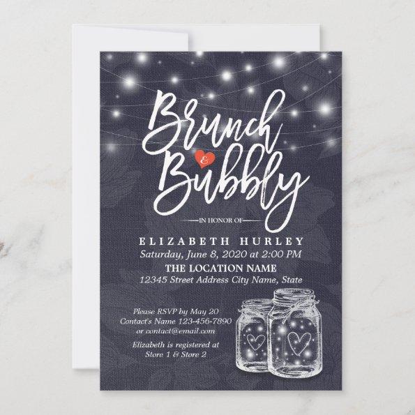 Brunch Bubbly Bridal Shower Mason Jar String Light Invitations