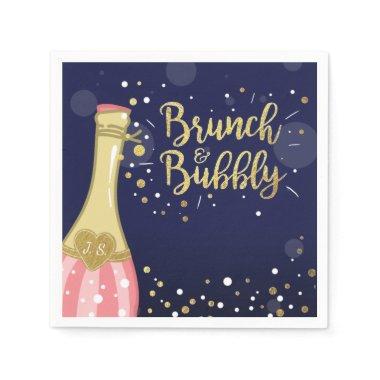 Brunch & Bubbly Bridal shower Paper Napkin Gold