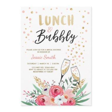 Brunch & Bubbly Bridal Shower Pink Gold Champagne Invitations