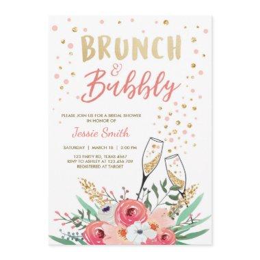 Brunch & Bubbly Bridal Shower Pink Gold Champagne Invitations