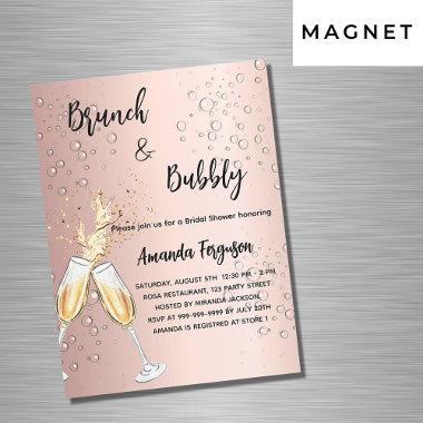 Brunch Bubbly Bridal Shower rose bubbles luxury Magnetic Invitations