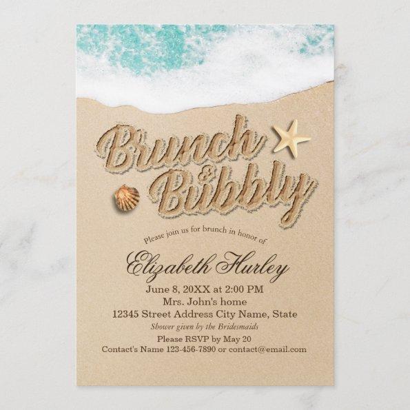 Brunch Bubbly Bridal Shower Summer Beach Starfish Invitations