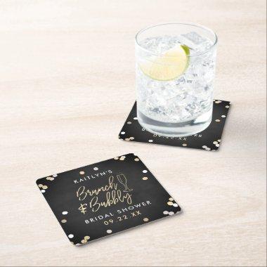 Brunch & Bubbly Confetti  Square Paper Coaster