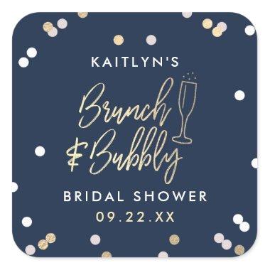 Brunch & Bubbly Confetti Bridal Shower Square Sticker