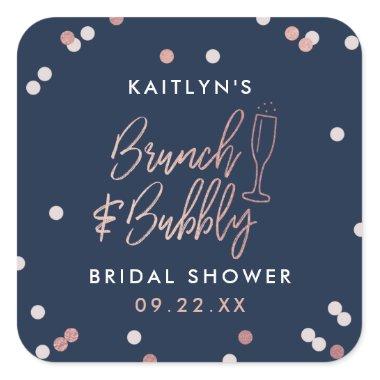 Brunch & Bubbly Confetti Bridal Shower Square Sticker