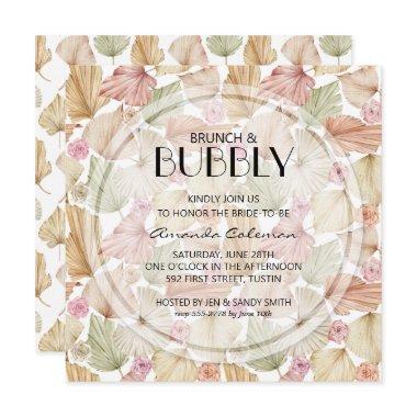 Brunch Bubbly Dried Leaves Bridal Shower Invitations