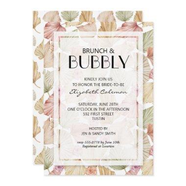 Brunch Bubbly Dried Leaves Bridal Shower Invitations