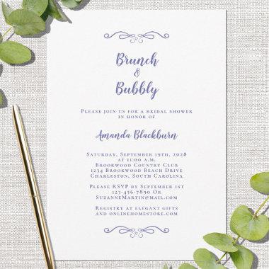 Brunch & Bubbly Elegant Bridal Shower Periwinkle Invitations