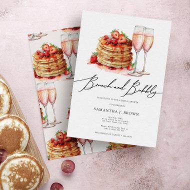 Brunch & Bubbly Elegant Pancake Pink Bridal Shower Invitations