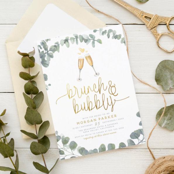 Brunch & Bubbly Eucalyptus Greenery Bridal Shower Invitations