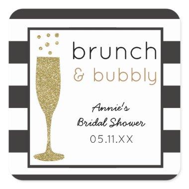 Brunch & Bubbly Faux Glitter Bridal Shower Sticker