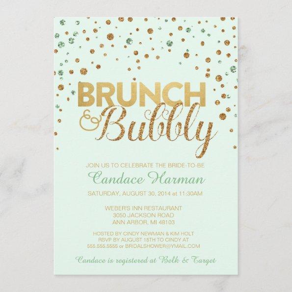 Brunch & Bubbly Glitter Bridal Shower Invitations