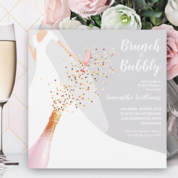 Brunch Bubbly Gray Bridal Shower Invitations