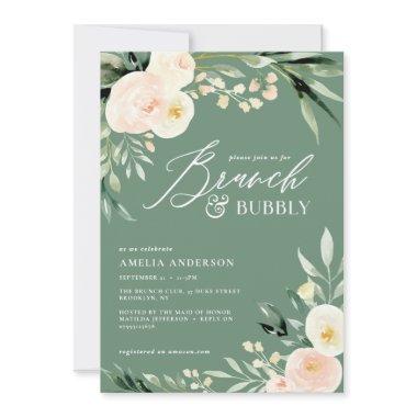 Brunch & bubbly green and peach watercolor floral