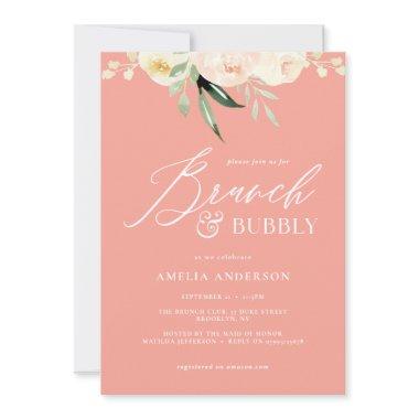 Brunch & bubbly green and peach watercolor floral