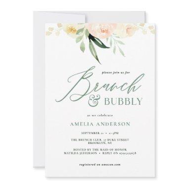 Brunch & bubbly green and peach watercolor floral