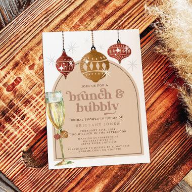 Brunch & Bubbly Holiday Christmas Bridal Shower Invitations