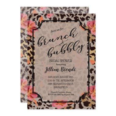 Brunch Bubbly Leopard Bridal Shower Invitations