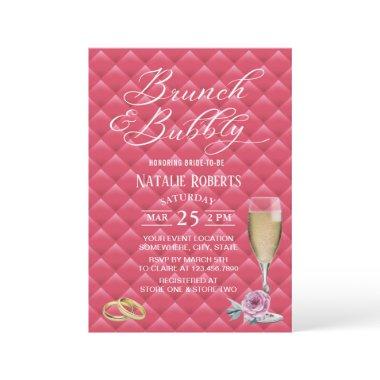 Brunch & Bubbly Luxury Pink Quilted Bridal Shower Invitations