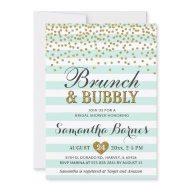 Brunch Bubbly Mint Green Gold  Stripe