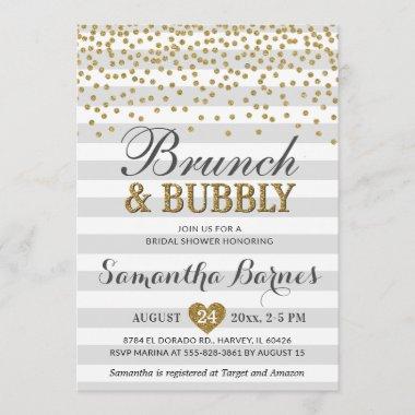 Brunch Bubbly Neutral Gray Grey Chic Bridal Shower Invitations