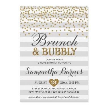 Brunch Bubbly Neutral Gray Grey Chic Bridal Shower Invitations