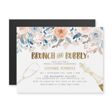 Brunch & Bubbly | Painted Flowers Bridal Shower Magnetic Invitations