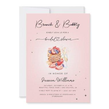 Brunch & Bubbly Pancakes Champagne Bridal Shower  Invitations