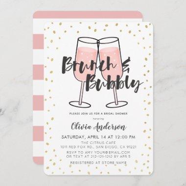Brunch & Bubbly Pink Champagne Bridal Shower Invitations