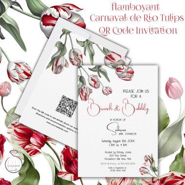 Brunch & Bubbly | Red & White Rembrandt Tulips Invitations
