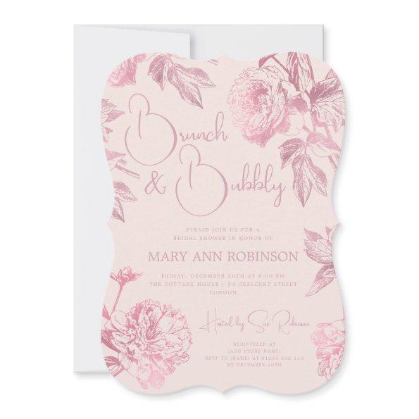BRUNCH BUBBLY Rose Gold Floral  Blush