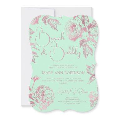 BRUNCH BUBBLY Rose Gold Floral  Mint