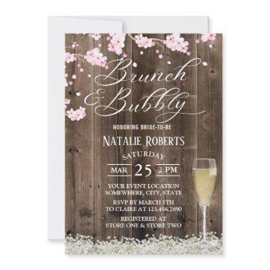 Brunch & Bubbly Rustic Floral Bridal Shower Invitations