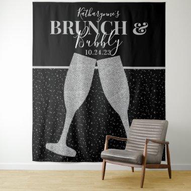 Brunch Bubbly Silver Glitter Champagne Backdrop