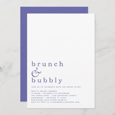 Brunch Bubbly Simple Blue Bridal Shower Invitations
