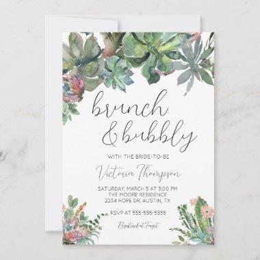 Brunch & Bubbly Succulent Bridal Shower Invitations