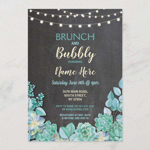 Brunch & Bubbly Succulents Bridal Shower Invite