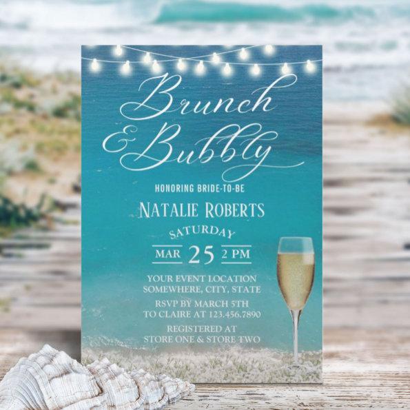 Brunch & Bubbly Summer Beach Bridal Shower Invitations