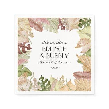 Brunch Bubbly Tropical Leaves Bridal Shower Napkins