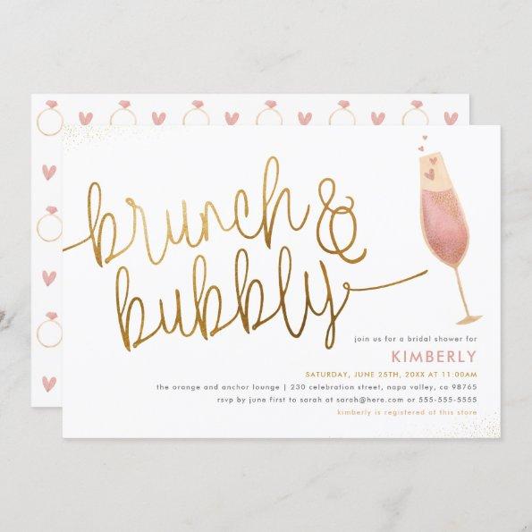 Brunch & Bubbly Watercolor Champagne Bridal Shower Invitations