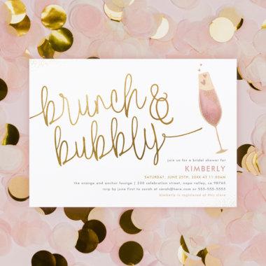 Brunch & Bubbly Watercolor Champagne Bridal Shower Invitations